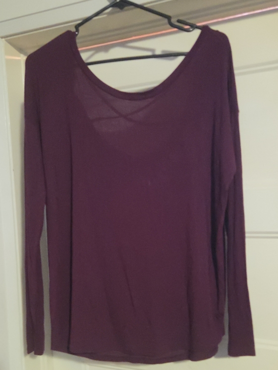PINK Victoria's Secret Tops - PINK Victoria's Secret Long Sleeve Scoop Neck Top - Plum